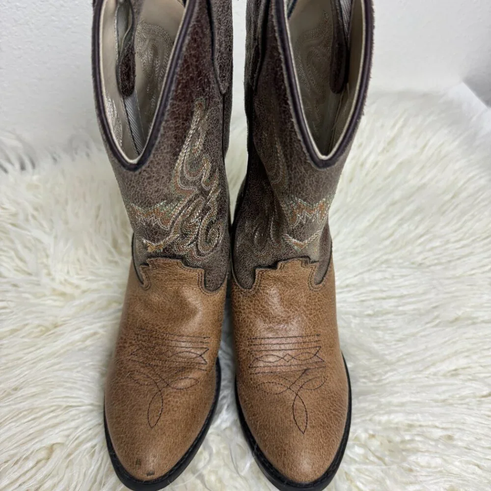 Old West Western  Cowboy / Cowgirl Boots - Unisex - Size 11  - Tan Vintage